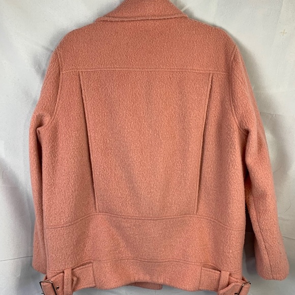 Topshop Wool Moto Jacket Pink Blend Winter Coat 10 - Picture 12 of 13
